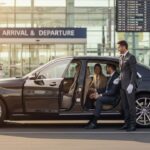 Auto Noleggio con Conducente (NCC) di lusso in attesa davanti a un aeroporto